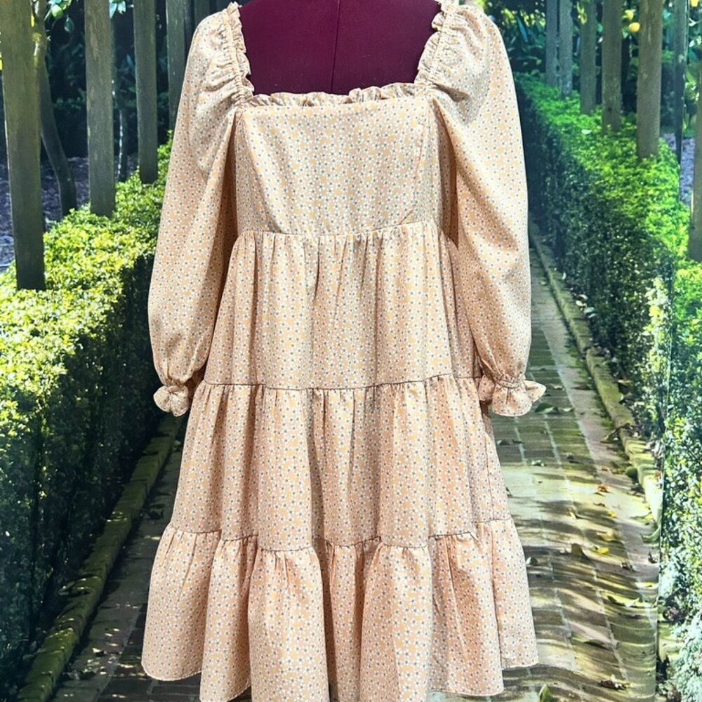 Judith March Long Sleeve Riffled Babydoll Dress Size S